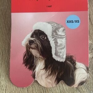 Boots & Barkley Metallic Silver Pet Trapper Hat Hunters Cap XXS/XS up to 10lb